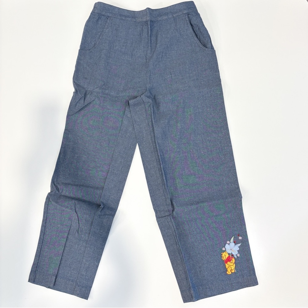 NEW Disney Winnie the Pooh chambray cropped ankle pant S